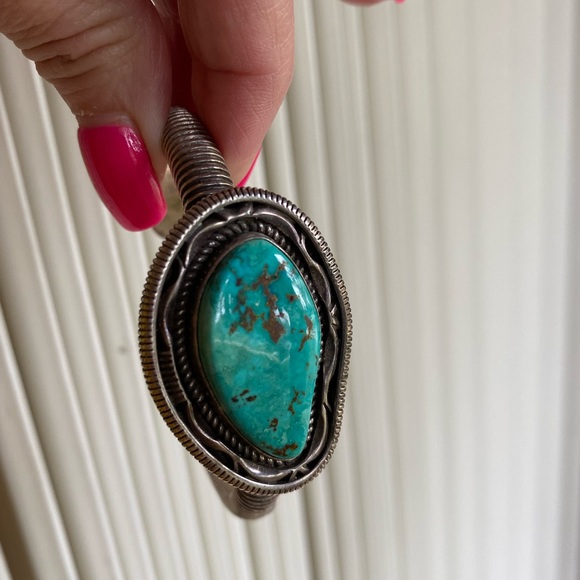 Artie Yellowhorse silver & turquoise bracelet - Picture 5 of 7